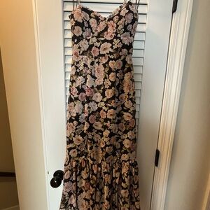 Altar'd State Black and Pink Floral Maxi Dress